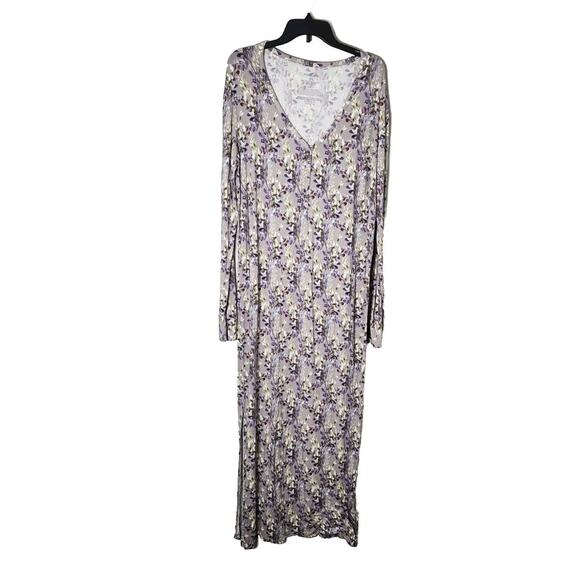 Posh Peanut Maxi Dress Plus Size 2XL Purple Gray Floral Maternity Lounge - Picture 1 of 4